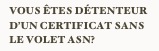 VOUS ÊTES Détenteur d’un certificat sans le volet asn?